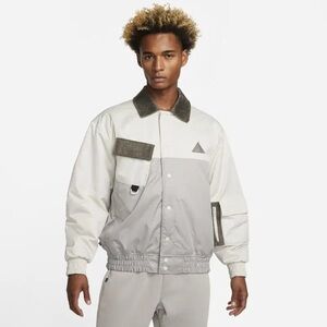 Nike Men's Gray and White Bomber Jacket